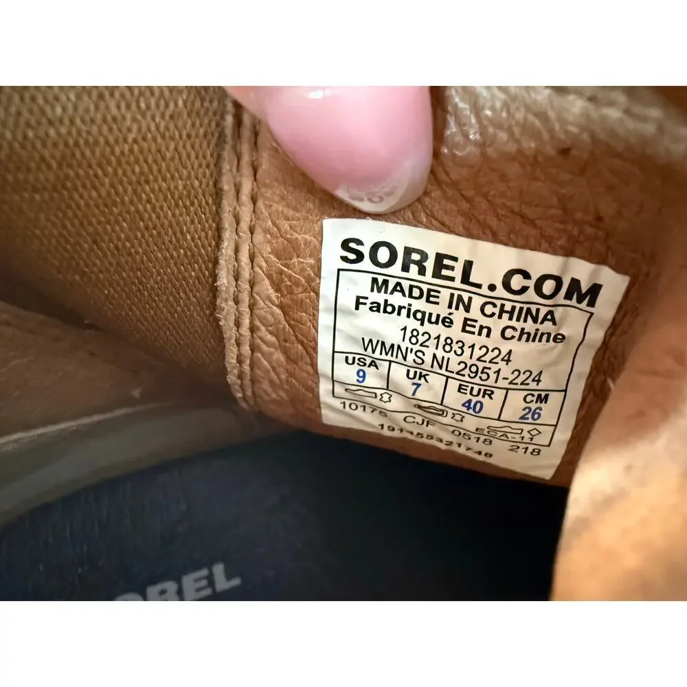 Sorel After Hours Sz 9 Tan Suede Wedge Boots Booties EUC Cabincore Boho Outdoor